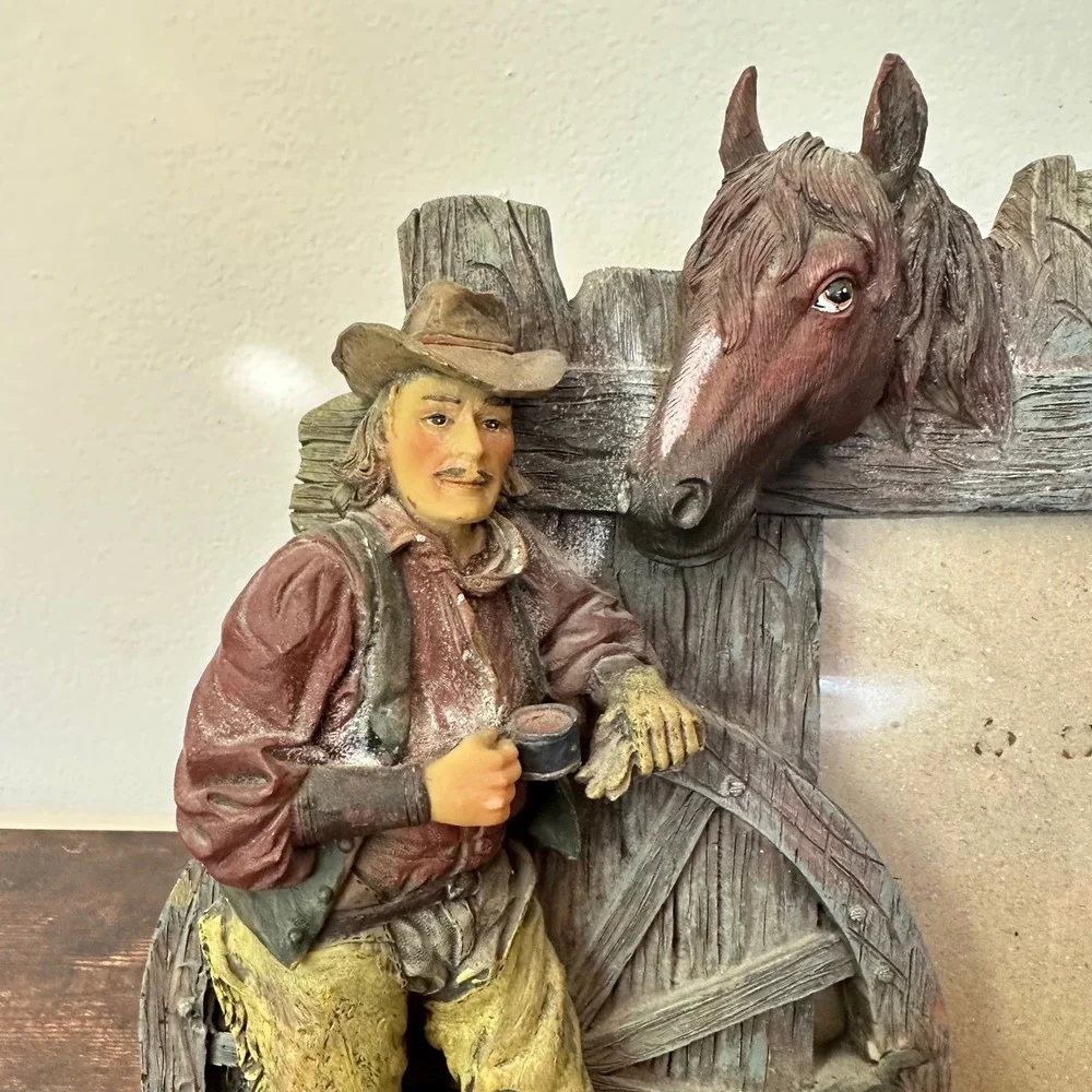 Western‎ Cowboy Horse Resin Picture Frame 4x6 Rustic Ranch Decor Tabletop 3D